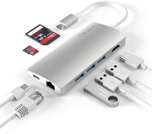 Picture of SATECHI Type-C Multi-Port Adapter with Ethernet V2 Silver